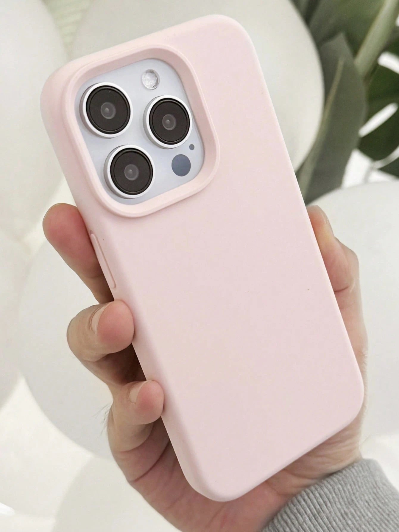 Silicone Pink Solid Color Material Liquid Silicone Shockproof Plain Phone Case With Concave Button Design Compatible With IPhone 17 AIR 16 15 14 13 12 11 Pro Max Soft Waxy Texture Skin-Friendly And Co