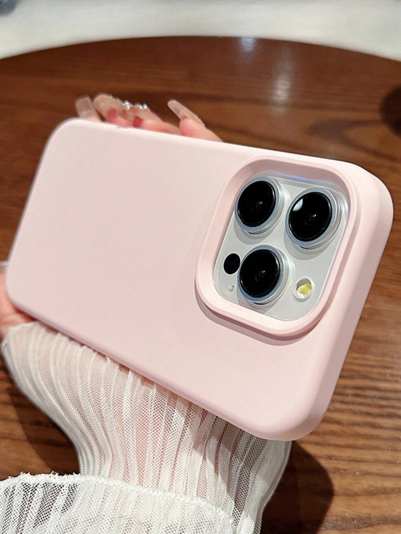 Silicone Pink Solid Color Material Liquid Silicone Shockproof Plain Phone Case With Concave Button Design Compatible With IPhone 17 AIR 16 15 14 13 12 11 Pro Max Soft Waxy Texture Skin-Friendly And Co