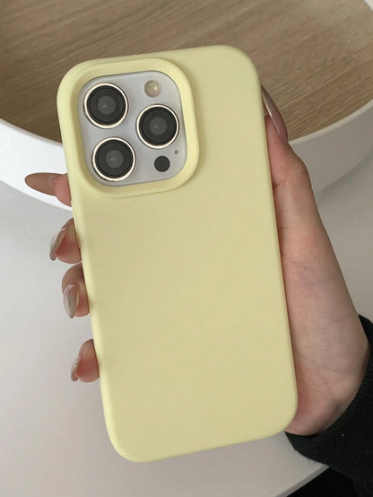 Silicone Pink Solid Color Material Liquid Silicone Shockproof Plain Phone Case With Concave Button Design Compatible With IPhone 17 AIR 16 15 14 13 12 11 Pro Max Soft Waxy Texture Skin-Friendly And Co