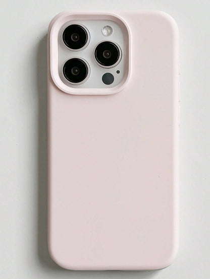 Silicone Pink Solid Color Material Liquid Silicone Shockproof Plain Phone Case With Concave Button Design Compatible With IPhone 17 AIR 16 15 14 13 12 11 Pro Max Soft Waxy Texture Skin-Friendly And Co