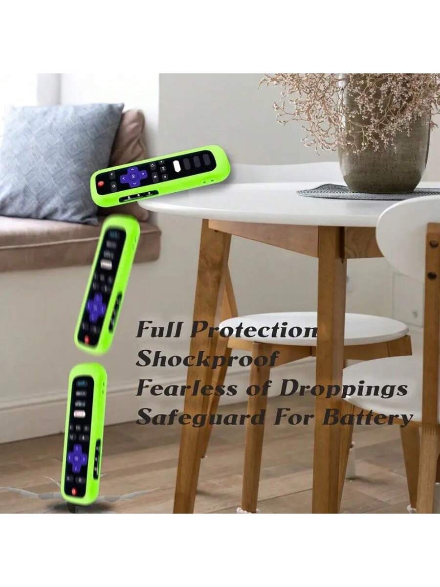 Silicone Remote Control Cover For Roku TV Express 4K+ HD Streaming Stick 4K Premiere Stream Bar Soundbar LE SE Streaming Media Players Devices Remotes, Glow In The Dark Remote Case With Lanyard For Ro