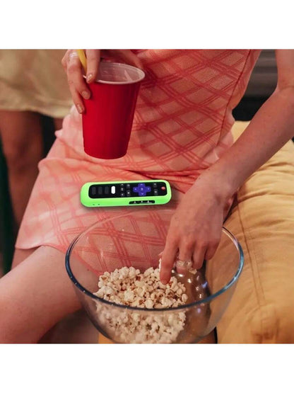 Silicone Remote Control Cover For Roku TV Express 4K+ HD Streaming Stick 4K Premiere Stream Bar Soundbar LE SE Streaming Media Players Devices Remotes, Glow In The Dark Remote Case With Lanyard For Ro