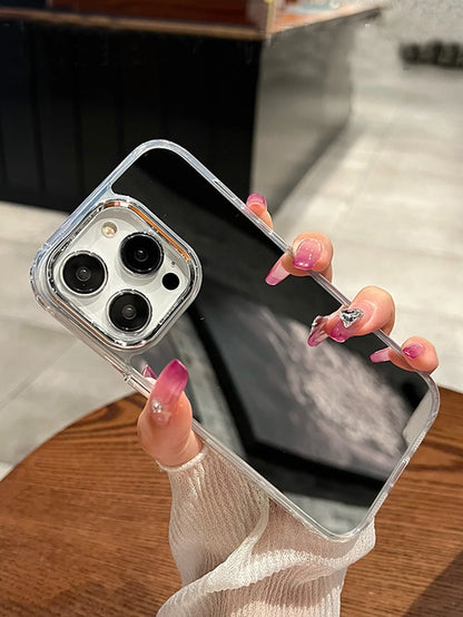 Silver Mirror Phone Case Compatible With IPhone 17 Pro Max/17 Pro/17 Air/17/16 Pro Max/16/16 Pro/16 Plus/15/15 Pro Max/15 Pro/15 Plus/11/12/13/14 Pro Max/XS/XR/11 Pro Max/12 Pro/12 Pro Max/13 Pro/13 P