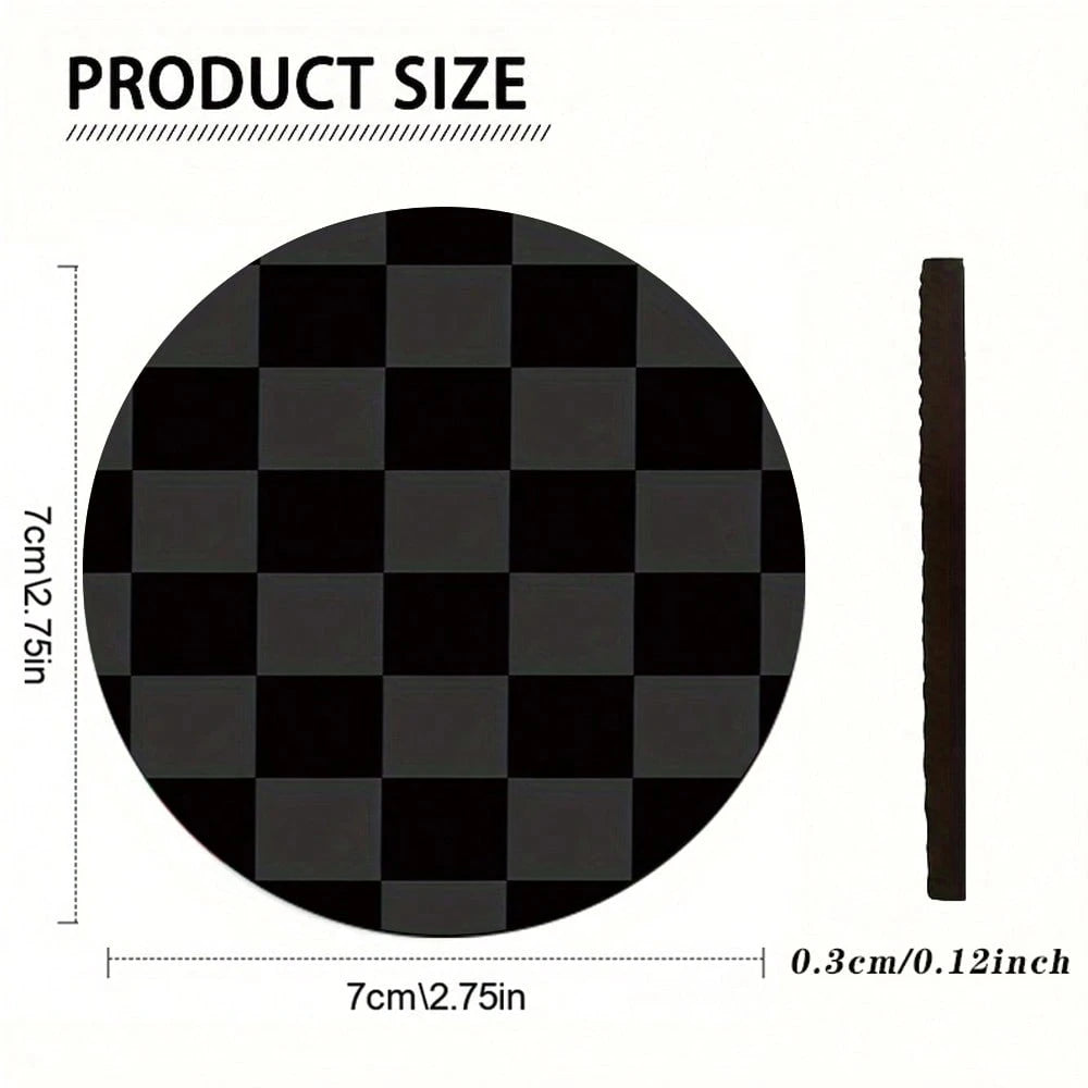 Simple Grid Style 2 Pieces Car Cup Holder Coaster- Anti Slip, 2.8-Inch Made Of Natural Rubber, Washable, Weighing 15 Grams Per Piece, Perfect For Car Interior Accessories- Suitable For Car Owners