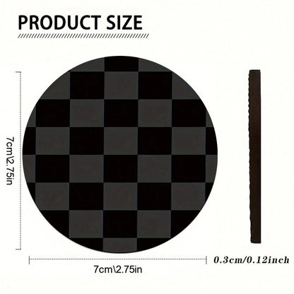 Simple Grid Style 2 Pieces Car Cup Holder Coaster- Anti Slip, 2.8-Inch Made Of Natural Rubber, Washable, Weighing 15 Grams Per Piece, Perfect For Car Interior Accessories- Suitable For Car Owners