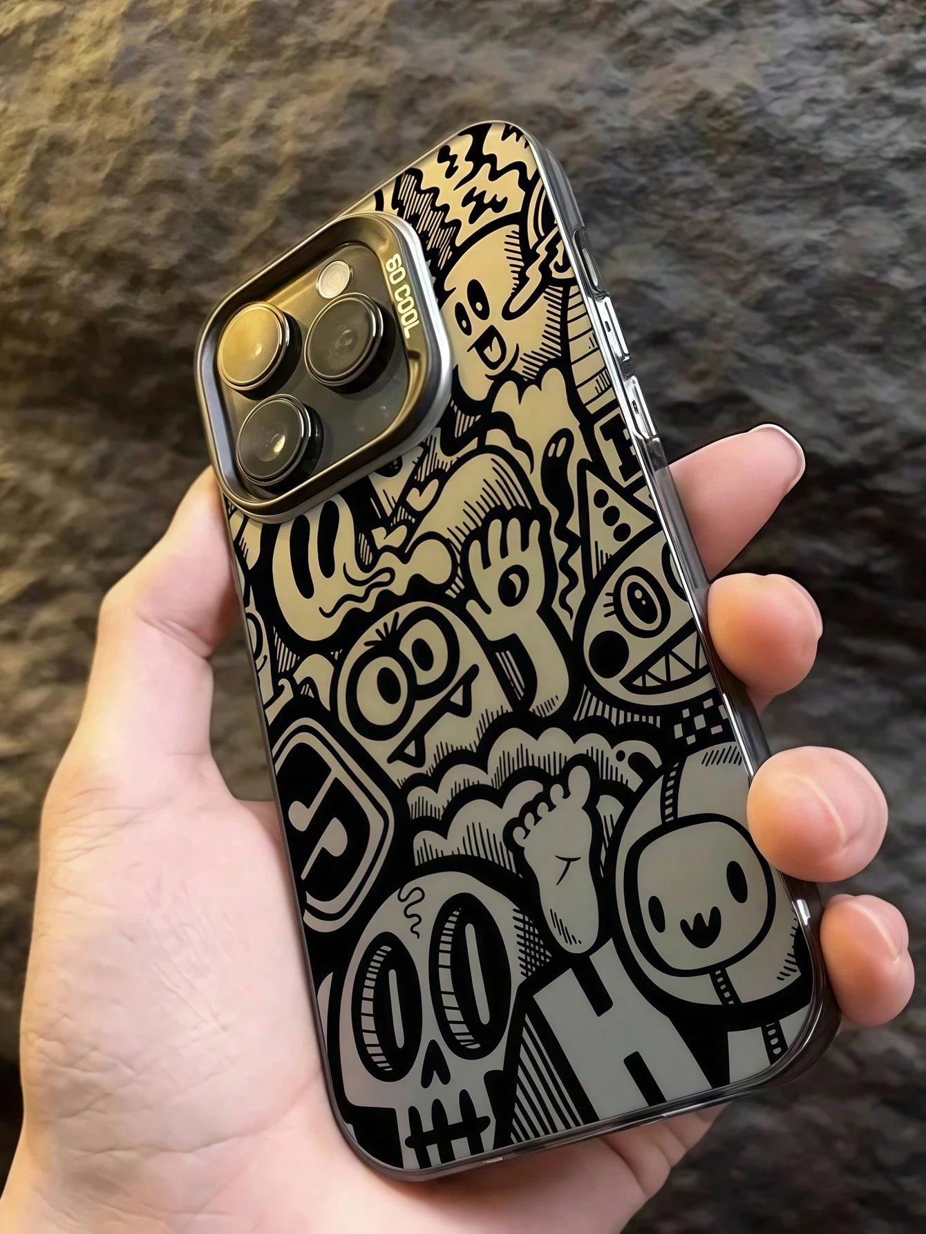 Skeleton 1pc Black Matte IMD Colorful Laser Engraved Personalized Line Art Female Skull Graphic Phone Case, Compatible With IPhone 16 Pro Max, 17/16/15/14 Plus, 13/12/11, Air, Series