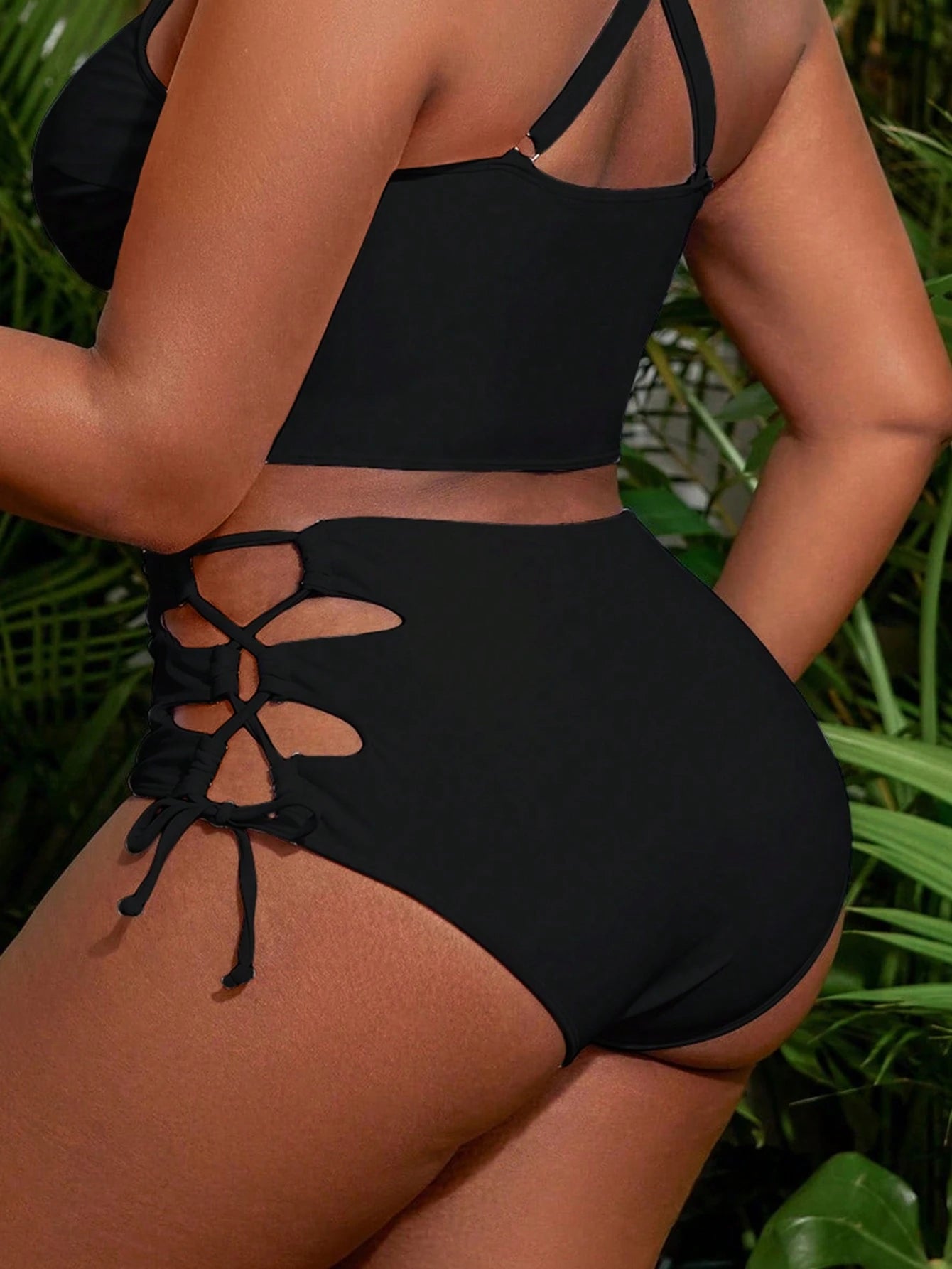 Slaydiva Plus Size Lace-Up Side Cut Out Sexy Swimwear Bottom Summer