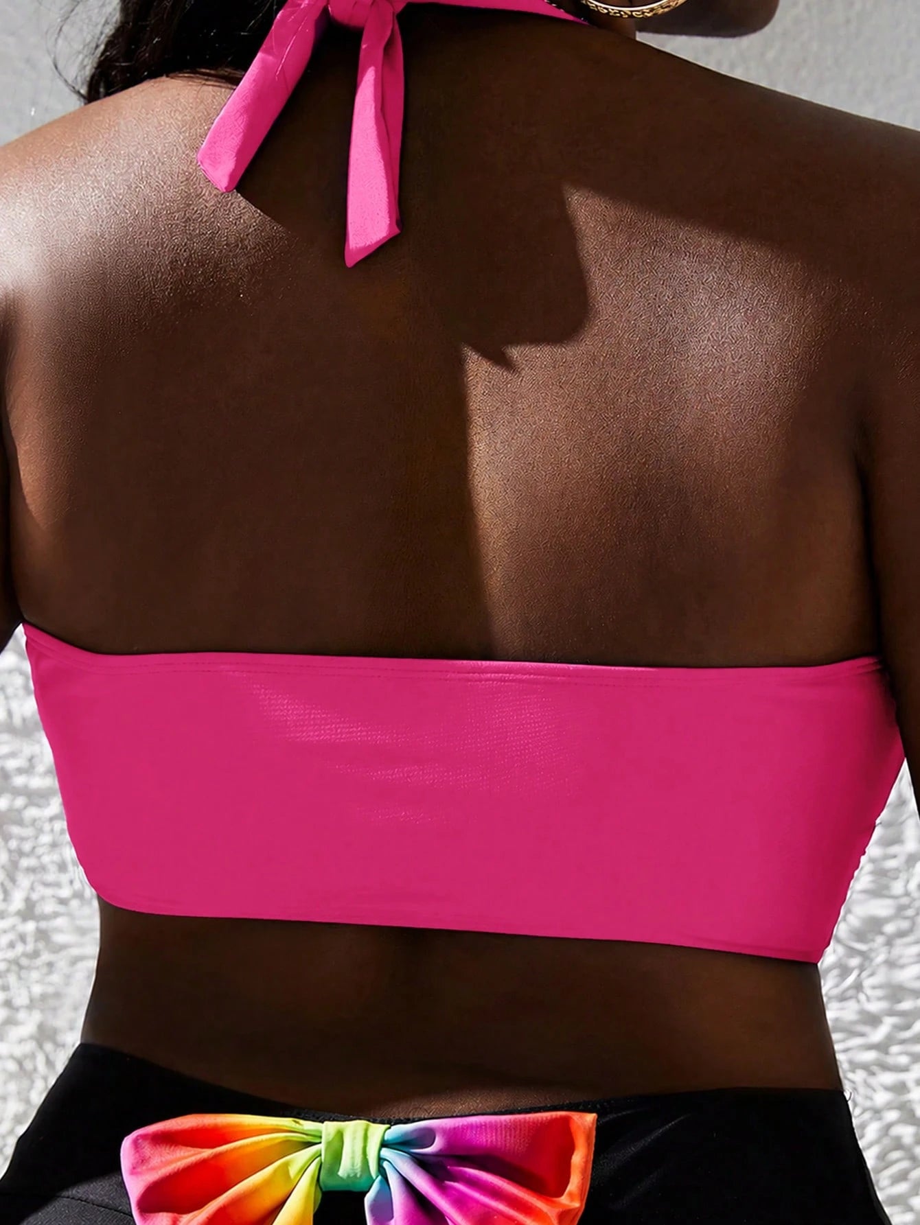 Slaydiva Plus Size Women's Summer Beach Solid Color Sexy Halter Bikini Top