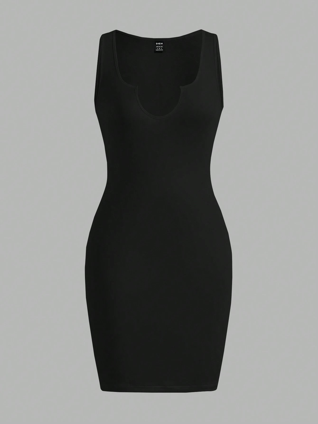 Slaydiva Sexy Casual Minimalist Versatile Black Thick Strap V-Neck Fitted Mini Dress For Women, Summer Chic Dress