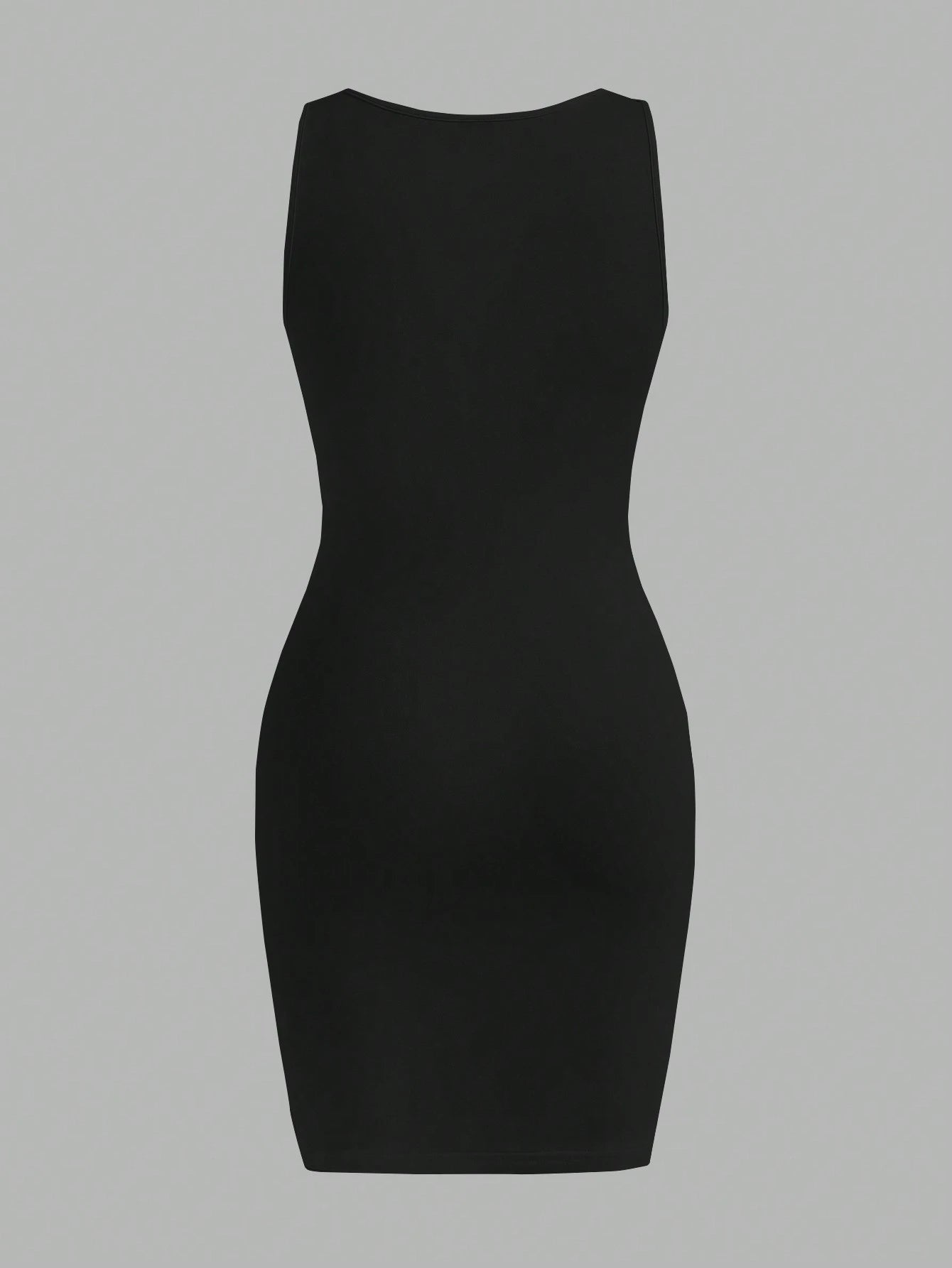 Slaydiva Sexy Casual Minimalist Versatile Black Thick Strap V-Neck Fitted Mini Dress For Women, Summer Chic Dress