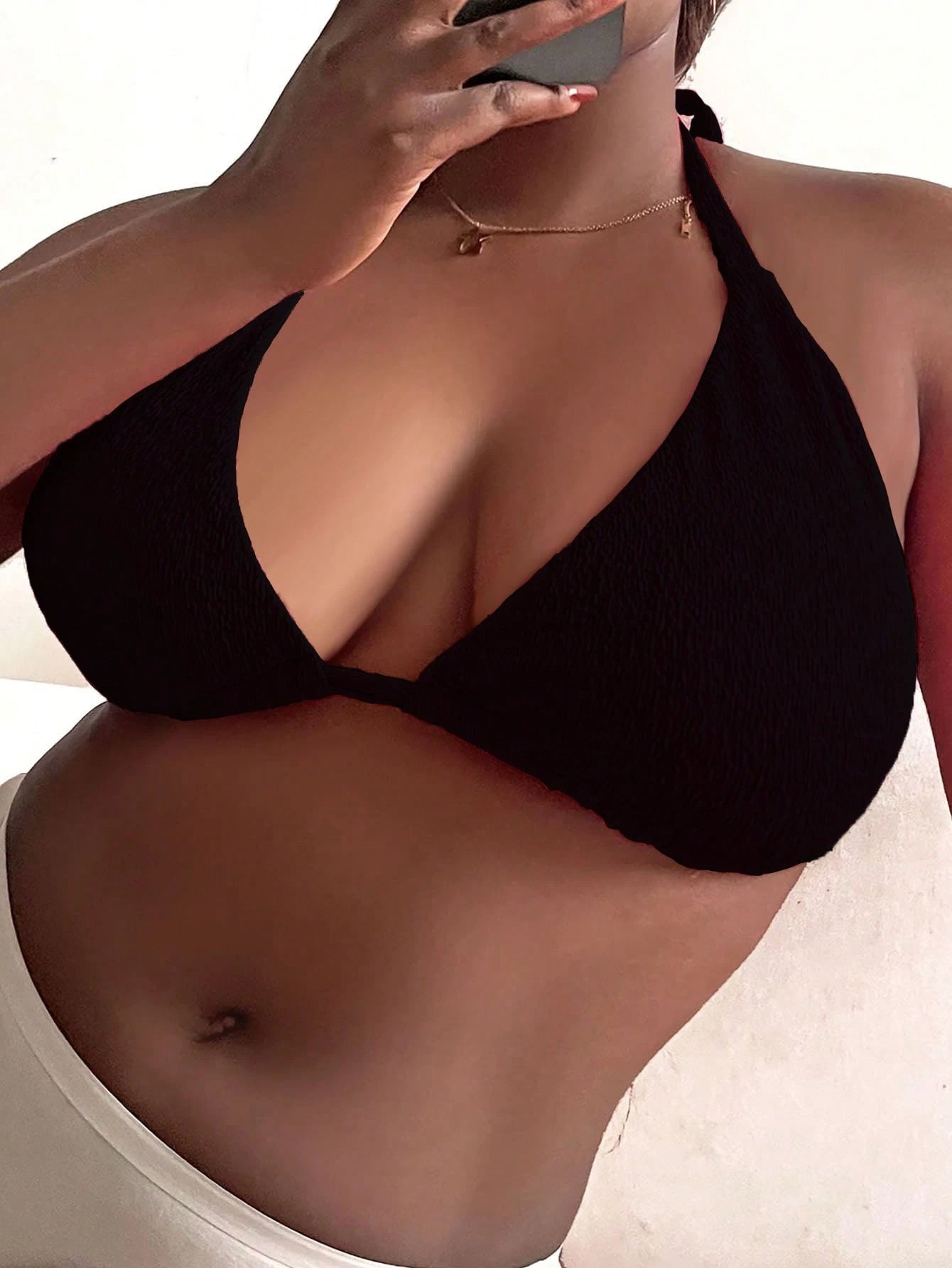 Slaydiva Summer Beach Plus Solid Halter Bikini Top