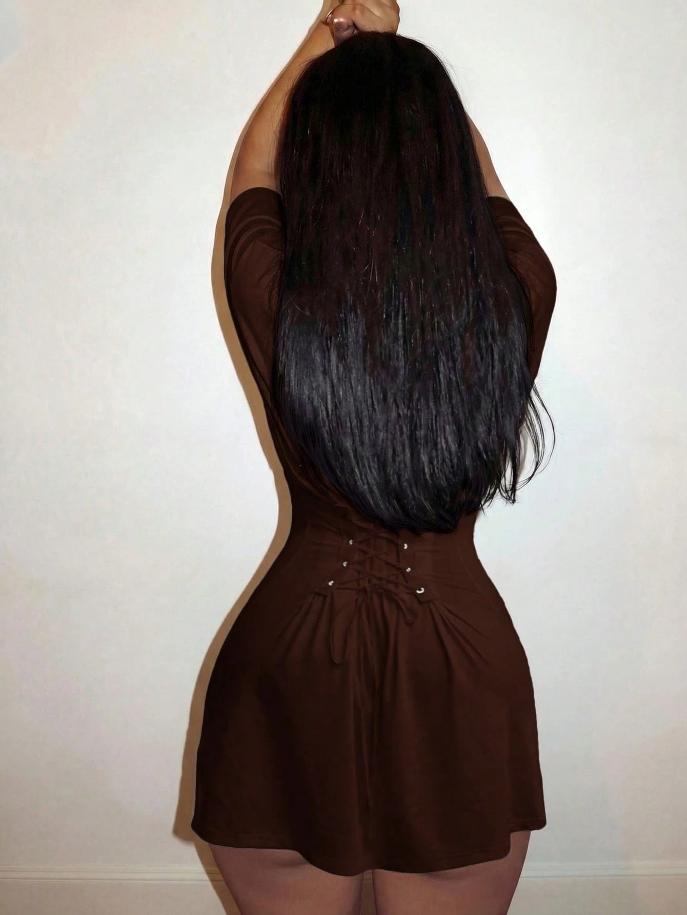 Slaydiva Women Summer Casual Night Out Mini Dress,All Shades Of Brown One-Shoulder Slim Waist Street Girl Style For Vacations,Dates,Wedding Guest & Boho
