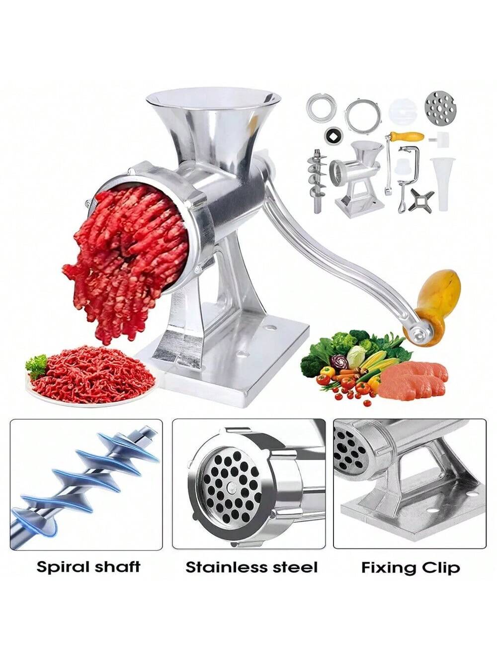 Small Heavy Duty Meat Grinder Mincer Stuffer Manual Sausage Filler Sauce Maker Machine