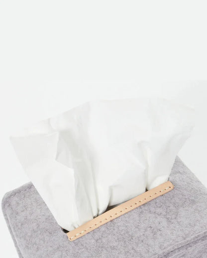Small Merino Wool Felt Tissue Box Cover, Granite