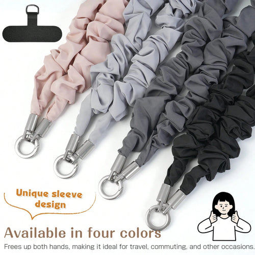 Smartphone Shoulder Strap With Tag Sticker- Universal Style (Crossbody/Shoulder). Features Fashionable Pleated Rope Design. Suitable For Women; Anti-Slip