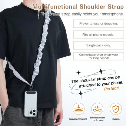 Smartphone Shoulder Strap With Tag Sticker- Universal Style (Crossbody/Shoulder). Features Fashionable Pleated Rope Design. Suitable For Women; Anti-Slip