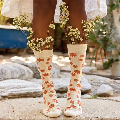 Socks that Stop Violence Against Women (Orange Flowers): Small