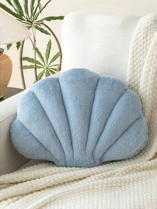 Soft Faux Fur Seashell Decorative Throw Pillow, Suitable For Sofa And Bed, Seashell Shaped Decor Pillow, Ocean Style Cushion, Fashion Beach Home Decor
