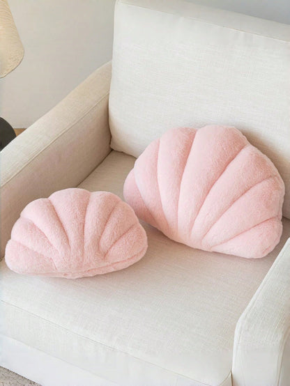 Soft Faux Fur Shell Decorative Throw Pillow, Suitable For Sofa And Bed, Shell Shaped Decor Pillow, Ocean Style Cushion, Fashion Beach Accent Pillow, Home Decor