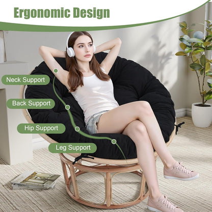 Soft Thick Papasan Cushion Only, 48" Large Circle Swing Egg Chair Pad Cushion With Polyester Cover (Without Chair), Waterproof UV Resistant Hammock Replacement For Indoor & Outdoor Garden Patio