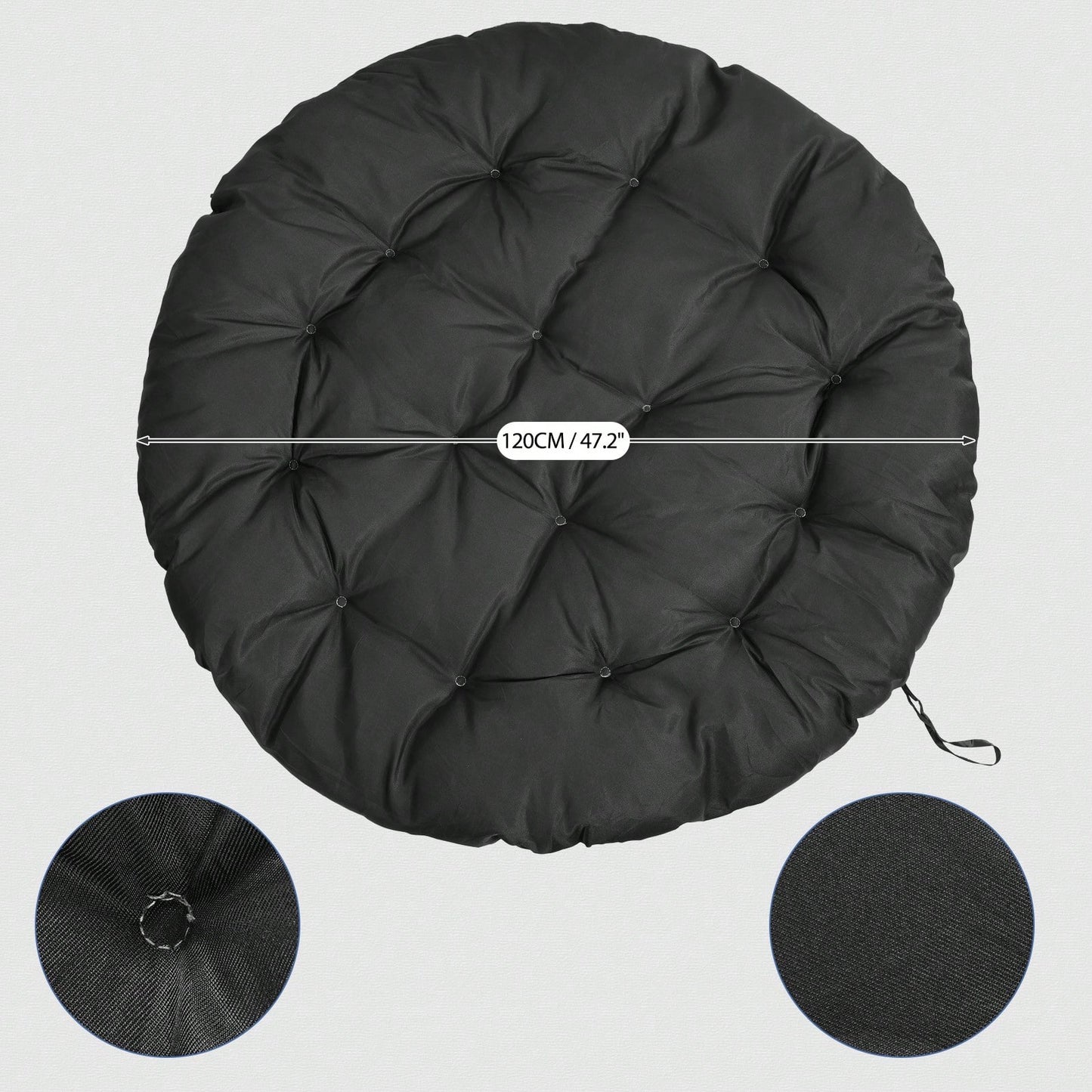 Soft Thick Papasan Cushion Only, 48" Large Circle Swing Egg Chair Pad Cushion With Polyester Cover (Without Chair), Waterproof UV Resistant Hammock Replacement For Indoor & Outdoor Garden Patio