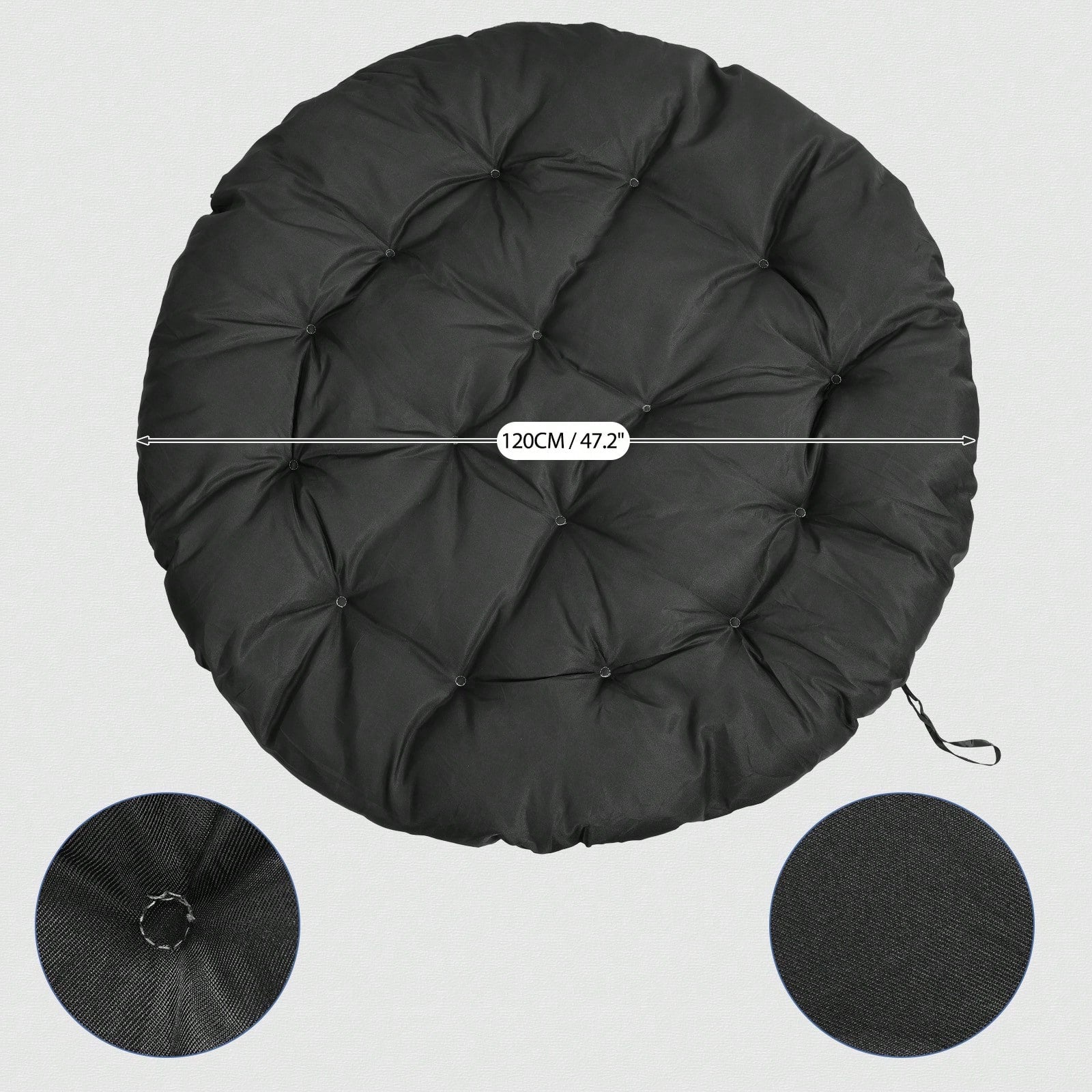 Soft Thick Papasan Cushion Only, 48" Large Circle Swing Egg Chair Pad Cushion With Polyester Cover (Without Chair), Waterproof UV Resistant Hammock Replacement For Indoor & Outdoor Garden Patio
