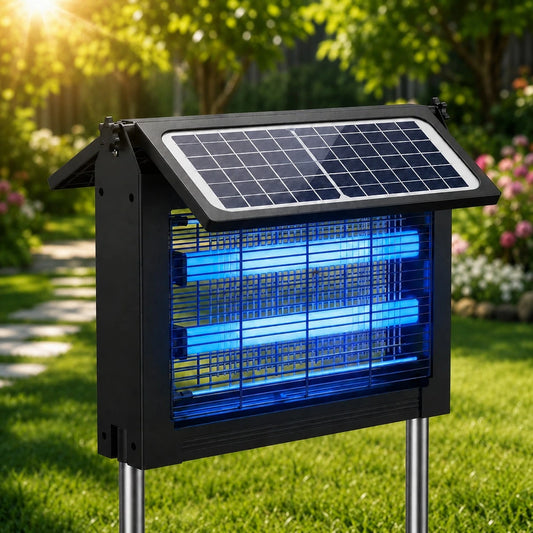 Solar Bug Zapper Outdoor, Dual Solar Panels Mosquito Zapper Light With 4000mAh Battery, USB Charging, Auto Sensor, 10FT Cable, IPX5 Water-Resistant 3-Way Stake Hanging Tabletop Use For Patio Yard Camp