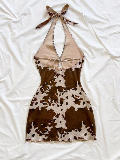 Soleia Brown Country Western Concert Mini Dress,Elegant Bohemian Backless Strapless Cold-Shoulder Beach Wedding Guest Music Festival Dresses,No Chest Padding