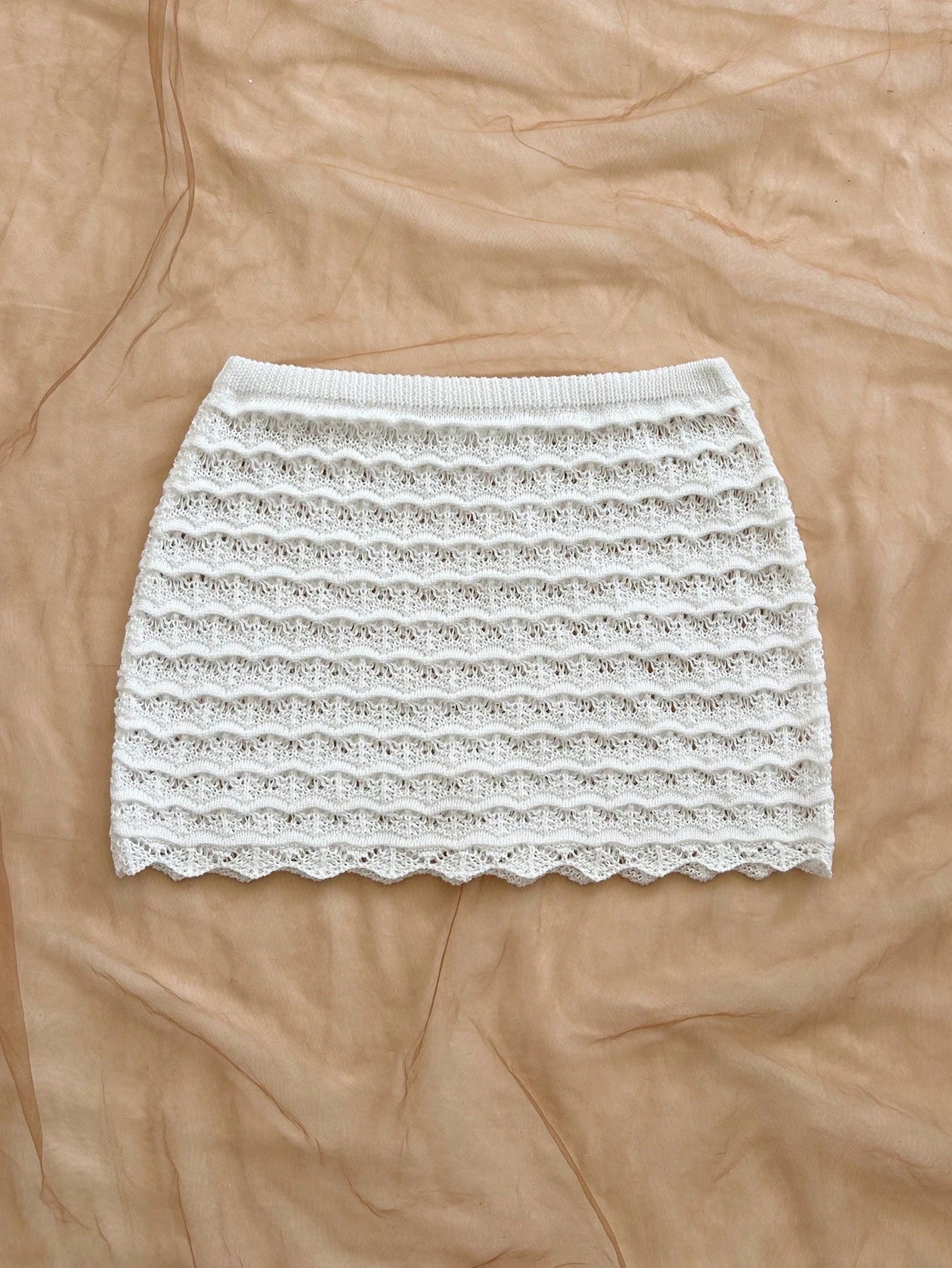Soleia Hollow Out Solid Color Shell Trim Summer Fashion Skirt Cover Up Cover Ups For Swimwear