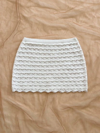 Soleia Hollow Out Solid Color Shell Trim Summer Fashion Skirt Cover Up Cover Ups For Swimwear
