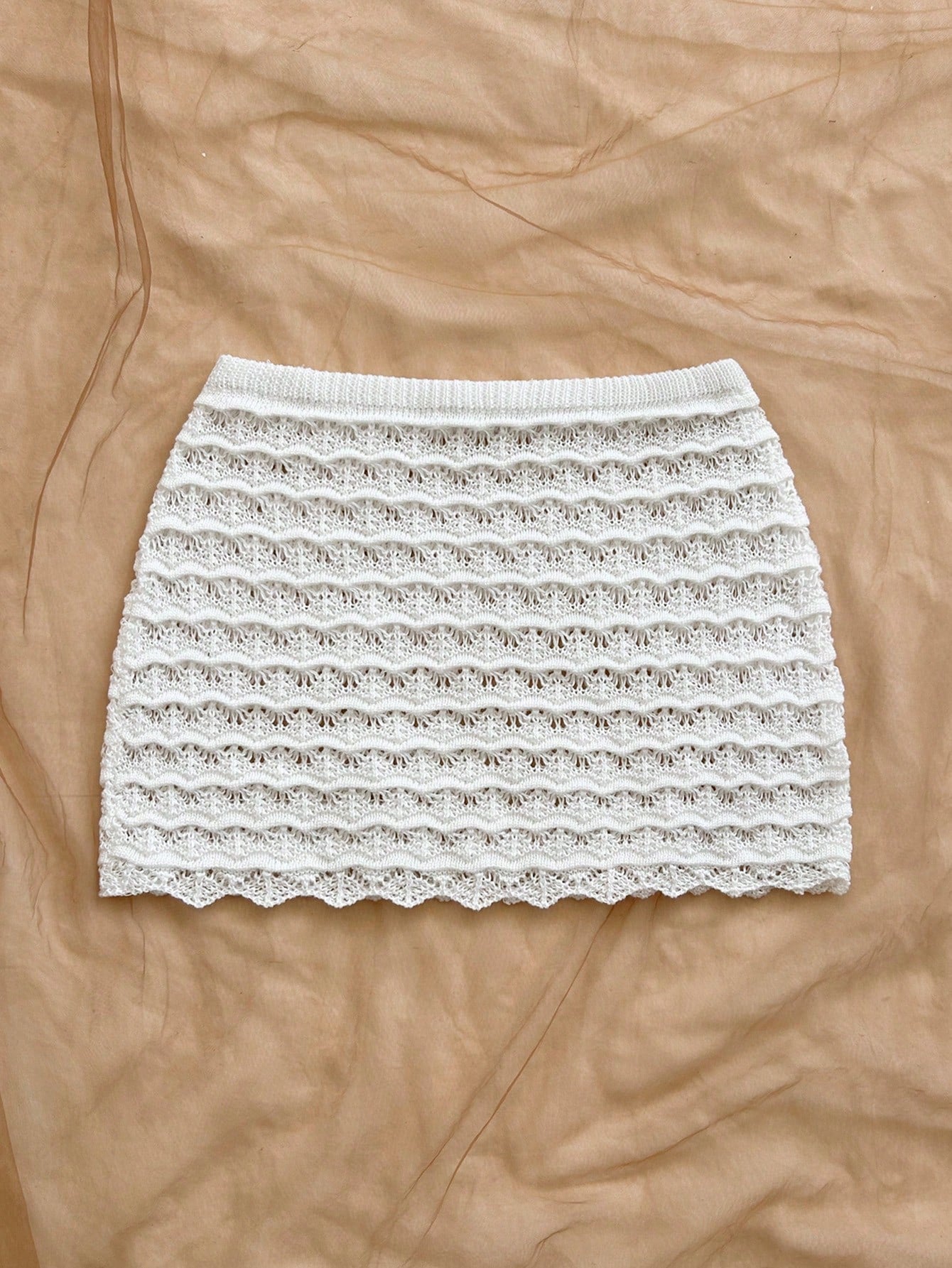 Soleia Hollow Out Solid Color Shell Trim Summer Fashion Skirt Cover Up Cover Ups For Swimwear