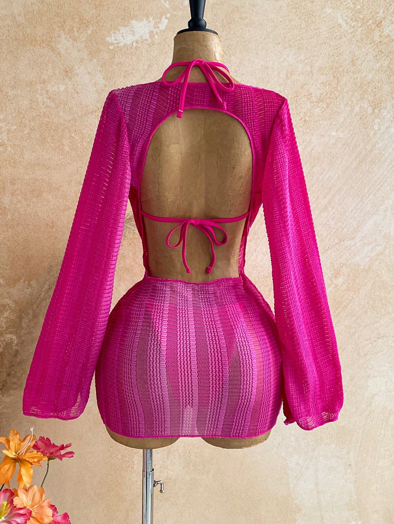 Soleia Women's 3-Piece Bikini Swimsuit Set With Wheat Ear Pattern Cover-Up Skirt Sexy Bathing Suit Beach Vacation Party Outfits Hot Pink Sequin Summer