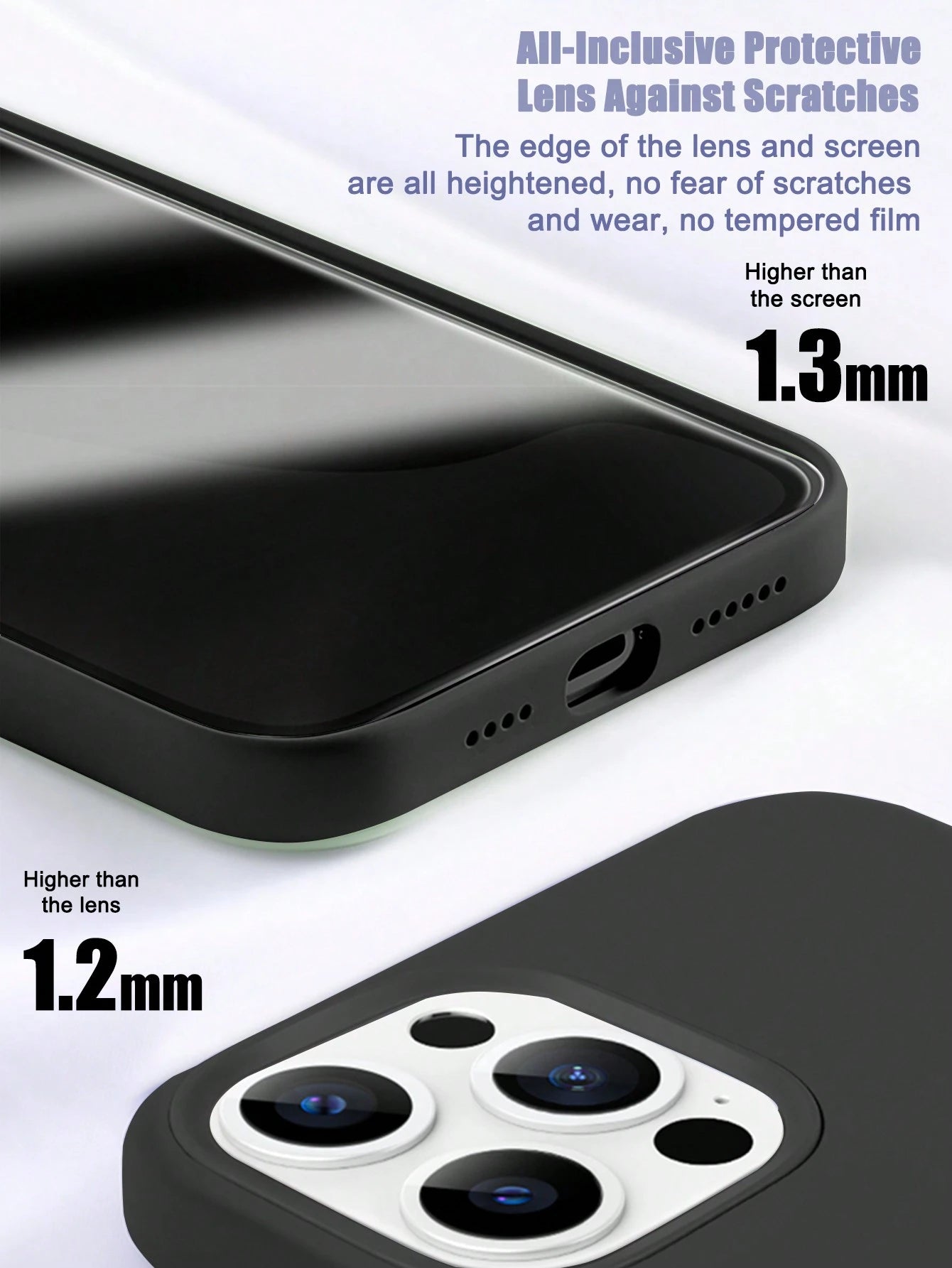 Solid Color Material Silicone Shockproof Luxury Black Silicone Liquid Silicone Shockproof 1PC Luxury Liquid Silicone Shockproof Premium Durable Case Compatible With Apple Compatible With IPhone 16 14