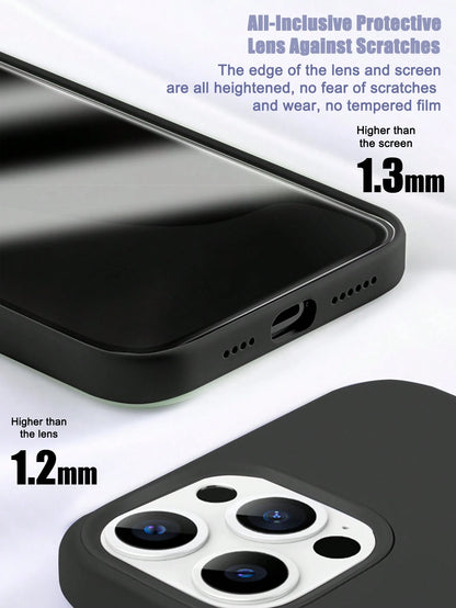 Solid Color Material Silicone Shockproof Luxury Black Silicone Liquid Silicone Shockproof 1PC Luxury Liquid Silicone Shockproof Premium Durable Case Compatible With Apple Compatible With IPhone 16 14