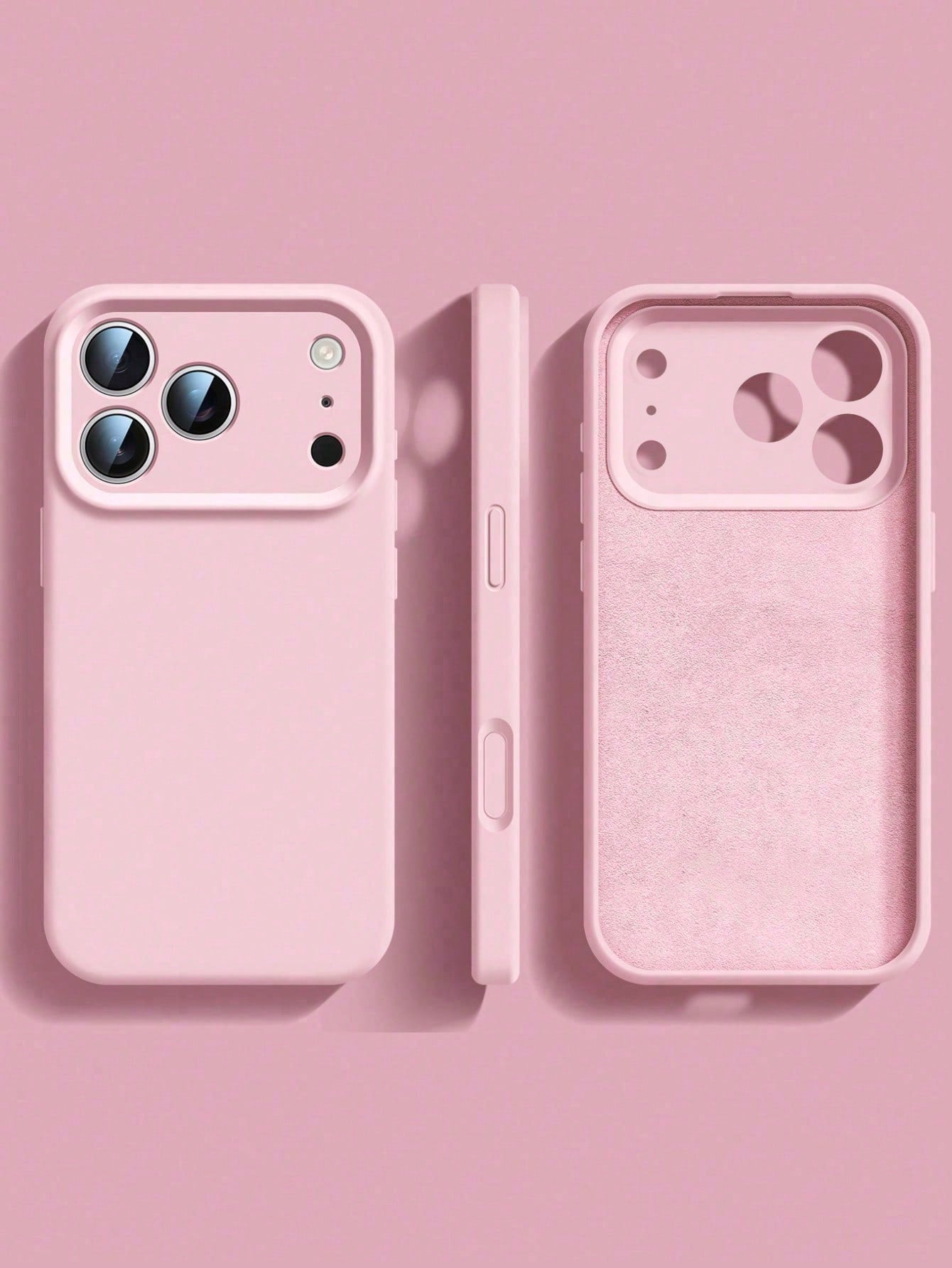 Solid Pink Liquid Silicone Case Compatible With IPhone 17 Pro Max, 17 Pro, 17 Air, 17, 16, 15, 14, 13, 12, 11 Pro Max Plus, Soft Touch Shock-Absorbing Protective Cover Spring Easter Gift