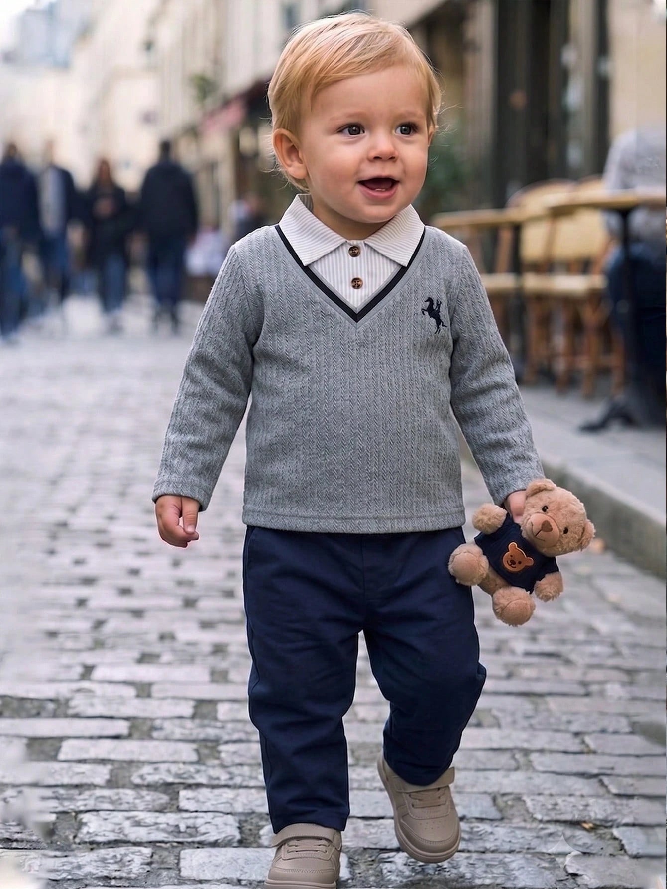 Souflis Baby Boy 2 Pieces Embroidered Polo Shirt & Pants Set