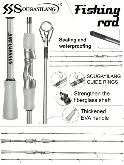 SOUGAYILANG 1.8m/5.9ft Ultralight Fishing Rod- Suitable For Freshwater And Saltwater Fishing Beginners, With EVA Handle And Ceramic Guides