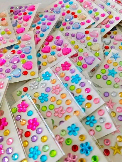 Sparkling Gem Stickers- Self-Adhesive Acrylic Gem Heart Stickers For Valentine's Day, Face Gems, Glitter DIY Cosmetics, Music Festival Crafts, Etc. Glittering Rhinestones For DIY Crafts, High-Quality
