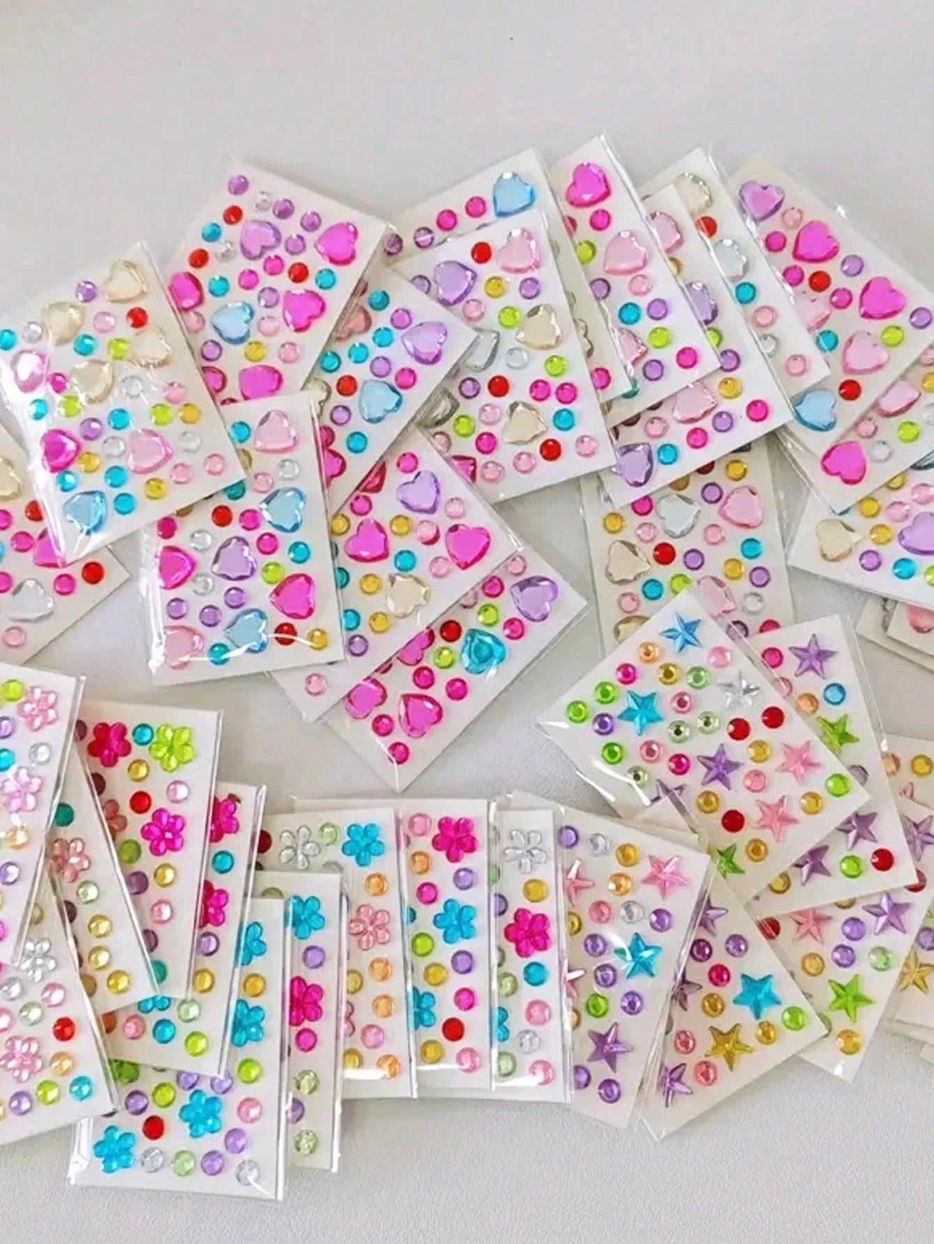 Sparkling Gem Stickers- Self-Adhesive Acrylic Gem Heart Stickers For Valentine's Day, Face Gems, Glitter DIY Cosmetics, Music Festival Crafts, Etc. Glittering Rhinestones For DIY Crafts, High-Quality