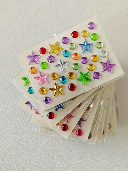 Sparkling Gem Stickers- Self-Adhesive Acrylic Gem Heart Stickers For Valentine's Day, Face Gems, Glitter DIY Cosmetics, Music Festival Crafts, Etc. Glittering Rhinestones For DIY Crafts, High-Quality
