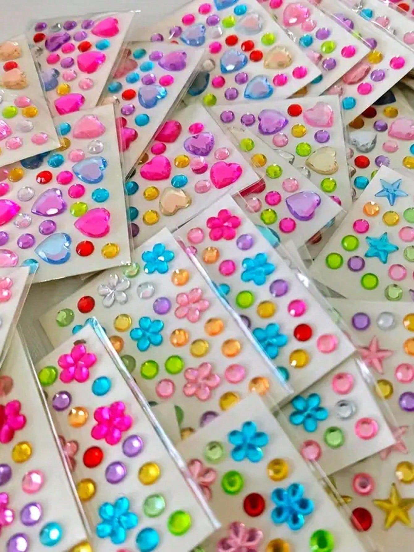 Sparkling Gem Stickers- Self-Adhesive Acrylic Gem Heart Stickers For Valentine's Day, Face Gems, Glitter DIY Cosmetics, Music Festival Crafts, Etc. Glittering Rhinestones For DIY Crafts, High-Quality