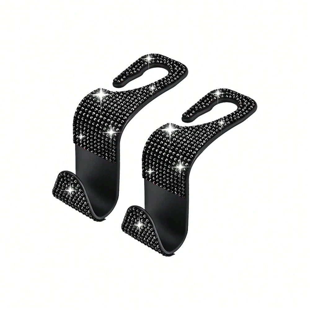 Sparkling Rhinestone Car Seat Headrest Hook, Durable Backseat Storage Hanger For Purse, Bag, Coat- Organizer Accessory, Fit For SUV, Truck, Sedan