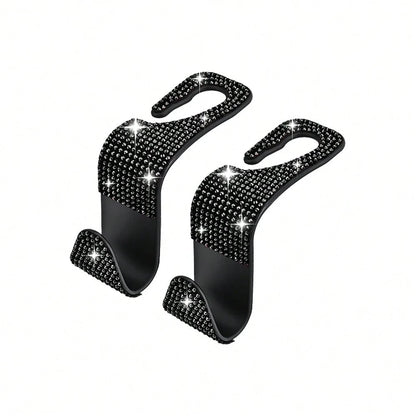 Sparkling Rhinestone Car Seat Headrest Hook, Durable Backseat Storage Hanger For Purse, Bag, Coat- Organizer Accessory, Fit For SUV, Truck, Sedan