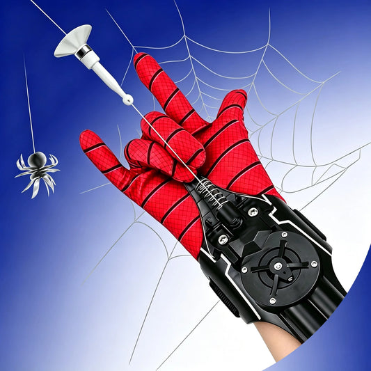 Spider Web Shooters Real, Spider Launcher Wrist Toy For Kids, 8ft Realistic Web Launcher String, Cool Gadgets String Gloves Shooters Toy For Superhero Role-Play (Black)