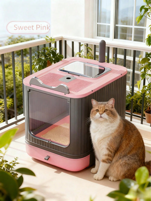 Spirit Cat Litter Box Comes In An Extra-Large Size, Featuring A Front-Loading Drawer Design And A Top Cover,Which Can Effectively Prevent Litter Splashing And Odor Diffusion For A Long Time. It Is Als
