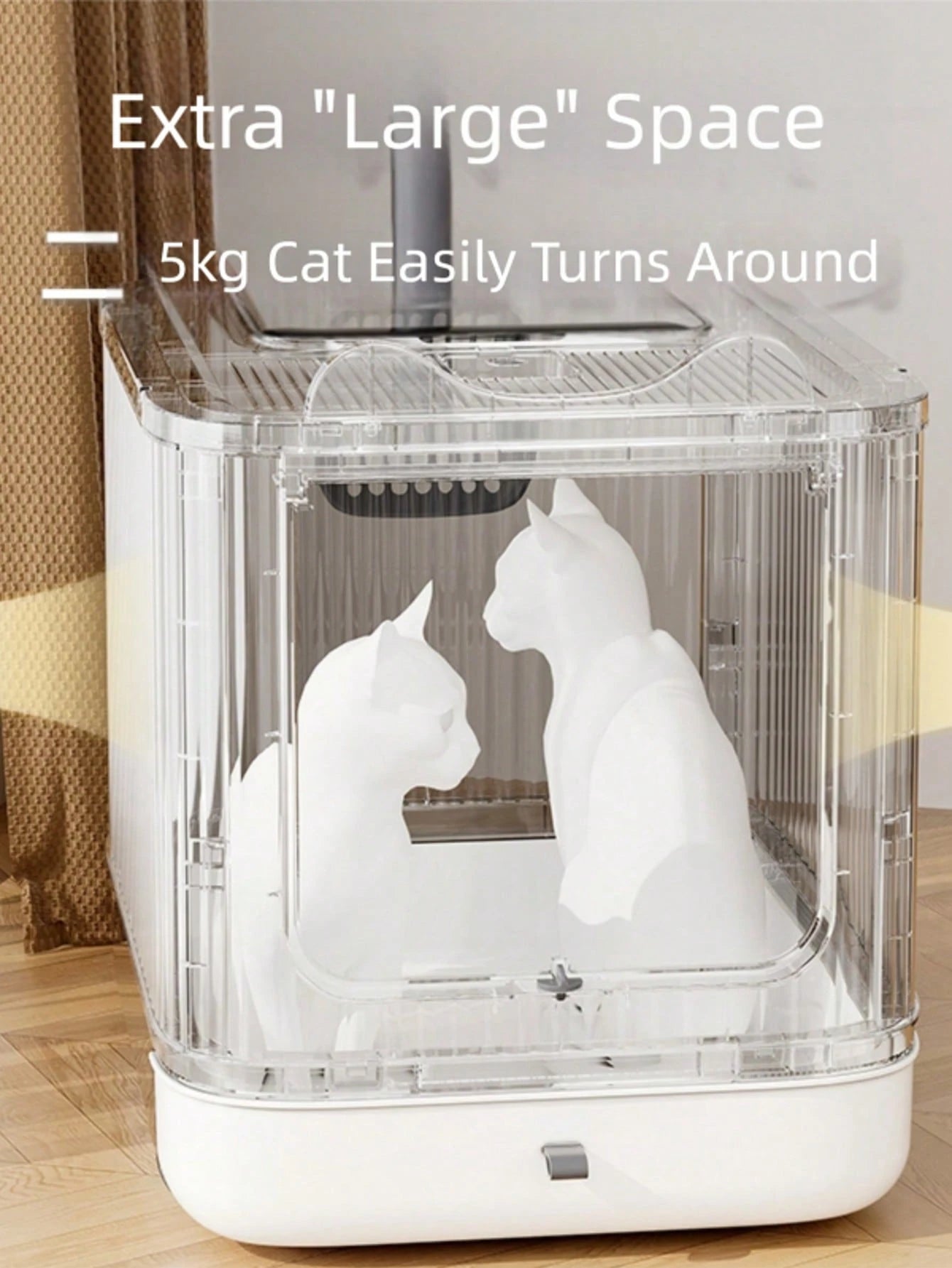 Spirit Cat Litter Box Comes In An Extra-Large Size, Featuring A Front-Loading Drawer Design And A Top Cover,Which Can Effectively Prevent Litter Splashing And Odor Diffusion For A Long Time. It Is Als