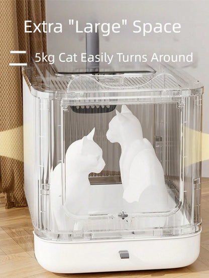 Spirit Cat Litter Box Comes In An Extra-Large Size, Featuring A Front-Loading Drawer Design And A Top Cover,Which Can Effectively Prevent Litter Splashing And Odor Diffusion For A Long Time. It Is Als
