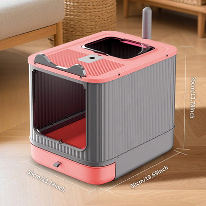 Spirit Cat Litter Box Comes In An Extra-Large Size, Featuring A Front-Loading Drawer Design And A Top Cover,Which Can Effectively Prevent Litter Splashing And Odor Diffusion For A Long Time. It Is Als