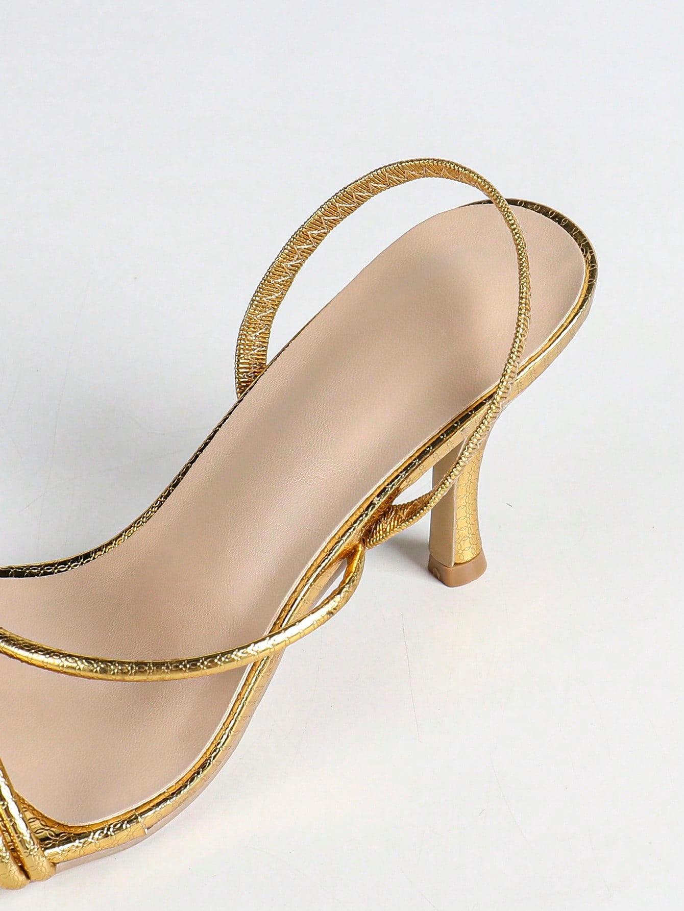 Spring/Summer Women's Gold Square Toe Stiletto High Heel Sandals, Sexy Party Fashion Minimalist Comfortable High Heels, Increase Height And Leg Length