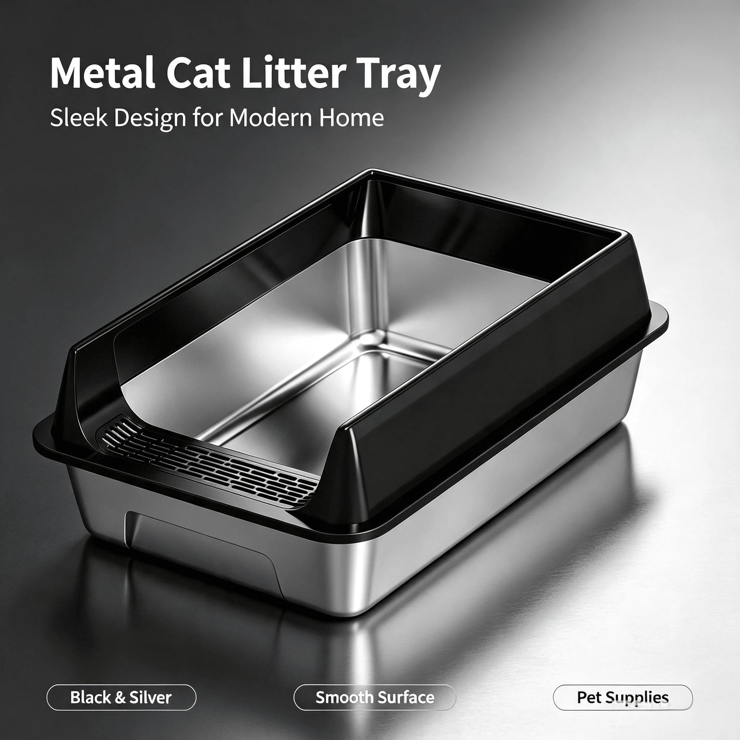 Stainless Steel Cat Litter Box With Anti-Splash Rim, High Side Open Top Metal Litter Pan With Foot Grate, Leak-Proof Easy Clean Cat Toilet For Indoor Kittens Adult Cats